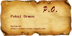 Poksi Ormos névjegykártya